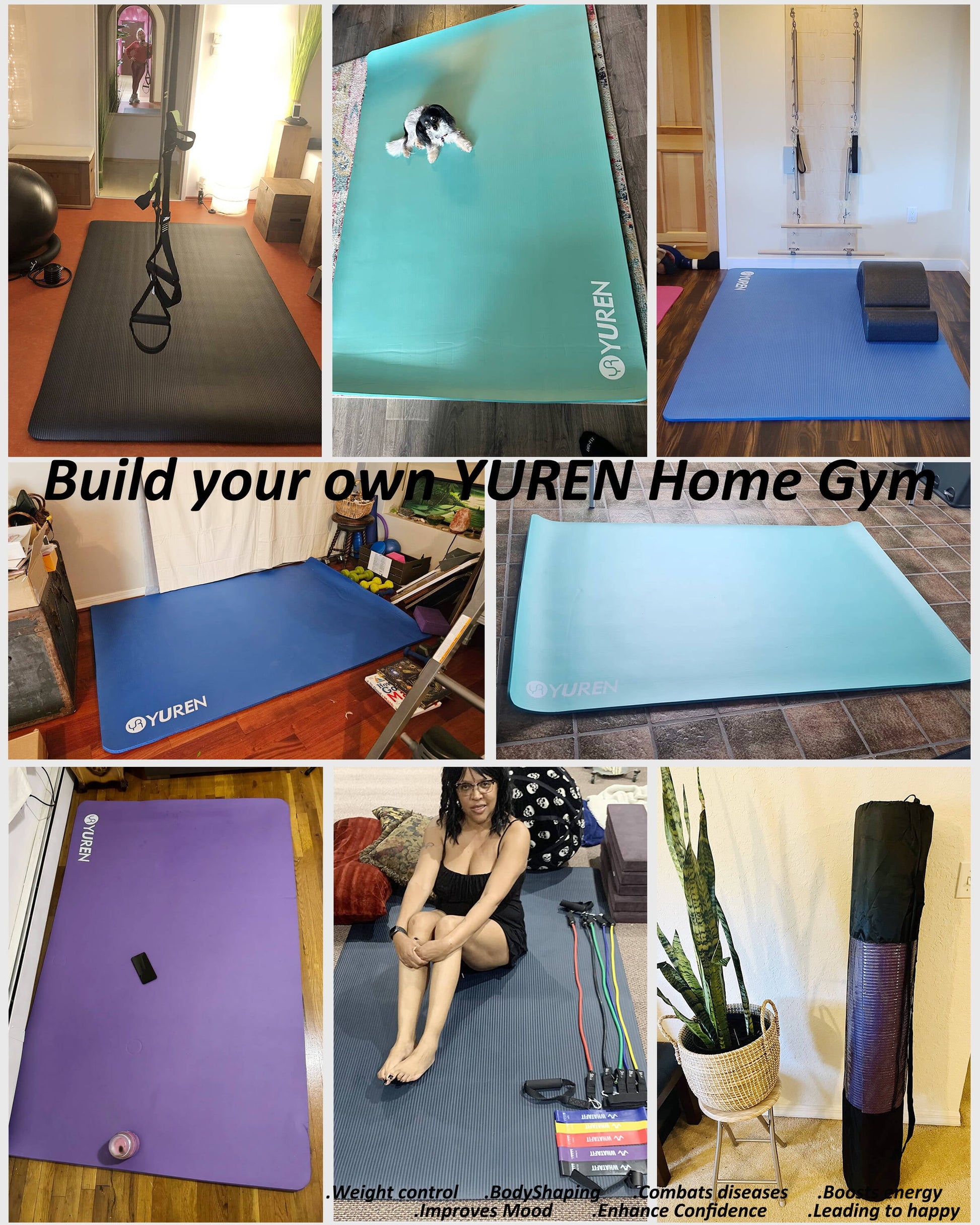 Large Gym Mat 78X51" 10Mm Thick NBR Foam Exercise Mats for Home/Garage Gym Yoga Floor Workout Blue