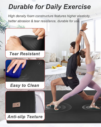 Large Gym Mat 78X51" 10Mm Thick NBR Foam Exercise Mats for Home/Garage Gym Yoga Floor Workout Blue